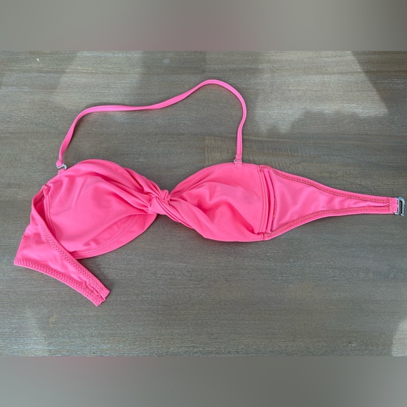 Swim Top- Bandeau Twist In Pink Sz S - Picture 2 of 3